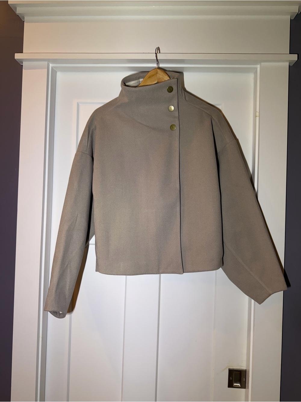 RHONE Taupe Cocoon Crop Jacket